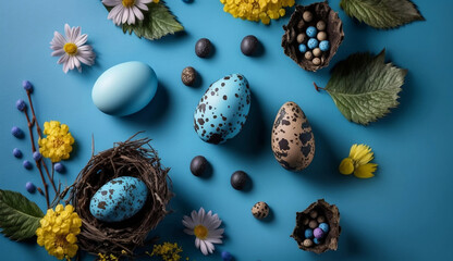 easter eggs and flowers