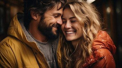 Fototapeta premium Happy couple in love on a walk.