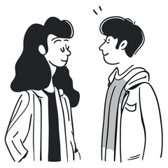 a group of 3 people both men and women waiting for 1 more person to join the group thats you NY, vector illustration doodle line art