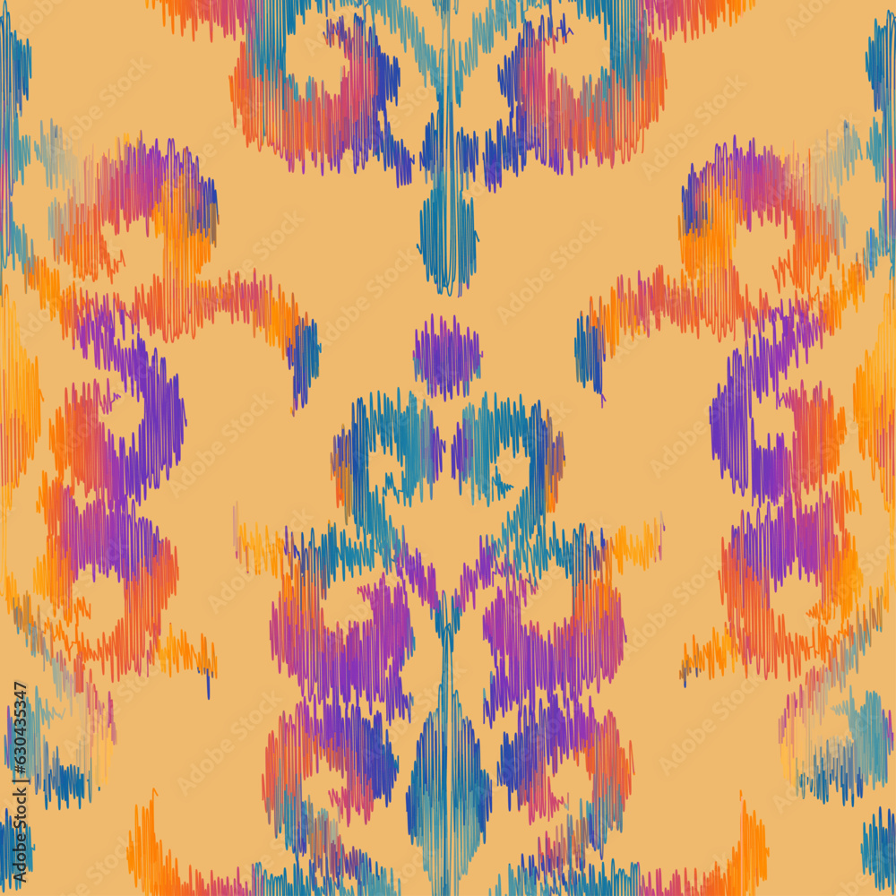 Poster geometric abstract grunge vintage pattern. ikat style. seamless vector image.