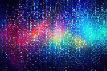 Pixelated digital texture background, abstract and modern pixel art, vibrant and neon-colored backdrop, futuristic and dynamic