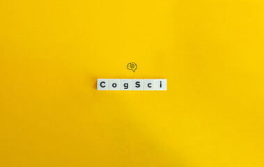 CogSci, Cognitive Science Banner. Letter Tiles on Yellow Background. Minimal Aesthetic.