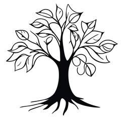 tree, vector illustration doodle line art