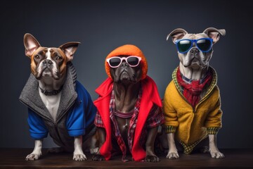 Fashionable Pooch Posse: Stylish Dogs Strut their Stuff in a Chic Studio Setting