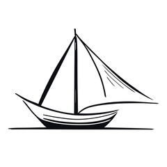 icon sailing yacht, vector illustration doodle line art