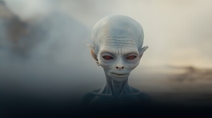 Humanoid Alien in a Dark Background. generative ai - obrazy, fototapety, plakaty