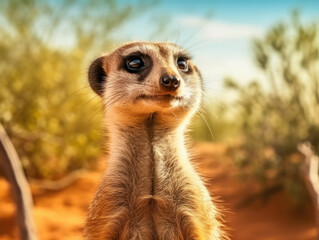 Meerkat in its Natural Habitat, Wildlife Photography, Generative AI
