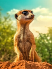 Fototapeta premium Meerkat in its Natural Habitat, Wildlife Photography, Generative AI