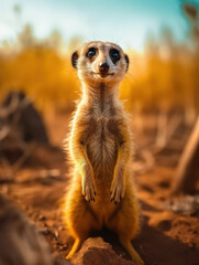 Fototapeta premium Meerkat in its Natural Habitat, Wildlife Photography, Generative AI