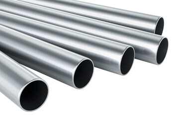 Steel pipes, 3D rendering isolated on transparent background - obrazy, fototapety, plakaty