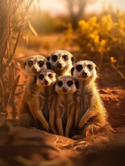 Obraz premium Meerkat in its Natural Habitat, Wildlife Photography, Generative AI