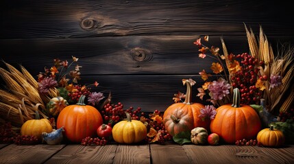 Autumn Thanksgiving background autumn fruits and vegetables Happy Thanksgiving Day