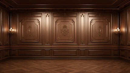 Opulent Wood Panel Corridor: A Luxurious Passageway Adorned in Elegance. Generative A