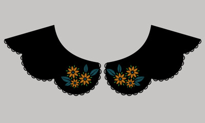 floral embroidery collar design vector.