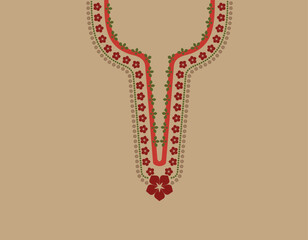 neckline design vector with satin stitch colorful flower.