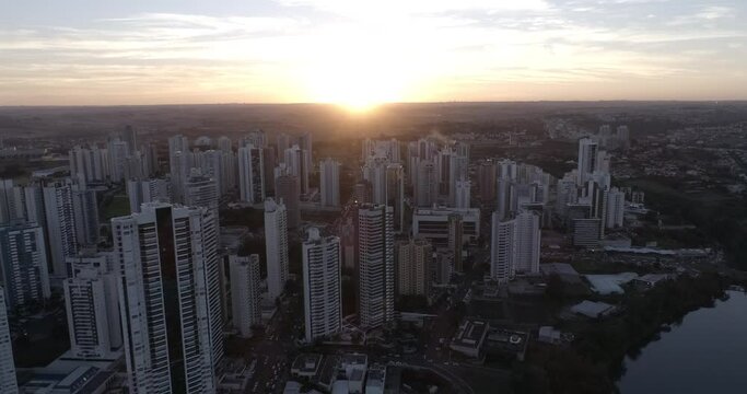 Londrina Sunset Gleba Palhano Aerials Paran&aacute; Brasil Drone 4k (flat image for better for post production)