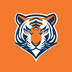 tiger front vector logo, vector illustration flat