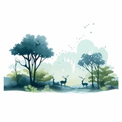 minimalistic forest of savannah illustration