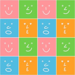 Funny colorful faces seamless pattern