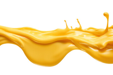 Melting cheese runs from top to bottom, golden yellow, isolated, generative AI - obrazy, fototapety, plakaty
