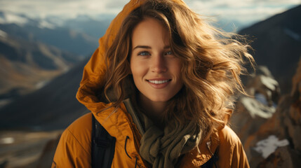 Beautiful girl in the mountains