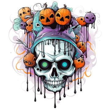 Sticker of Zombie for Halloween day isolated on white background