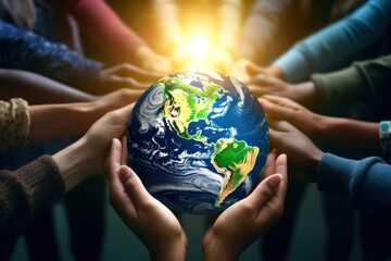 Internationnal Peace Day concept. Hands holding globe