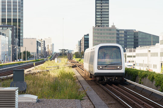 Copenhagen Metro M1 line in the new town &Oslash;restad