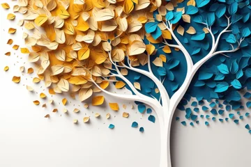 Foto op Canvas Colorful tree with leaves on hanging branches illustration background. 3d abstraction wallpaper for interior mural wall art decor. Floral tree with multicolor, Generative AI © Pixel Paradise