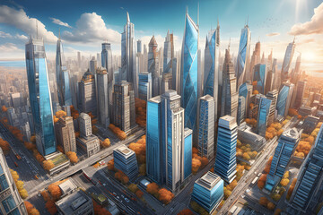 high buildings vivid city. Generative AI