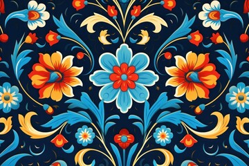 Colorful arabic seamless pattern with flowers background. Abstract ornament mosaic, texture and ceramic tiles in turkish style islamic traditional, Generative AI