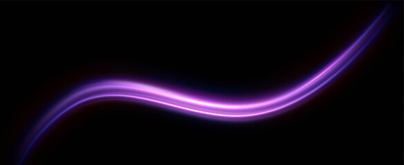 neon multicolored glowing swirl. The effect of moving at the speed of light. Easy trail. Shiny wavy path. Vector.