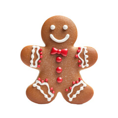 Cute Christmas Gingerbread Man Cookie Isolated on a Transparent Background