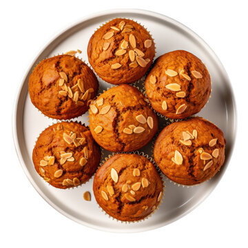 A Plate of Pumpkin Muffins Isolated on a Transparent Background