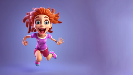 Happy girl running or jumping with joy and surprise expression