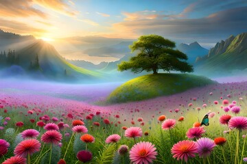 sunset in the mountains