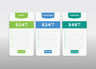 Fototapeta na wymiar infographic Pricing plan. Minimalistic pricing plan comparison chart for web and mobile interface