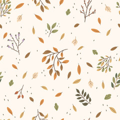 Seamless pattern with autumn leaves and acorns. Ideal for a variety of projects including fabric, paper and more.