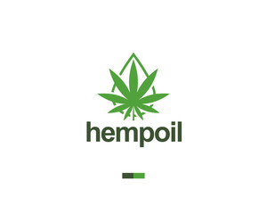 Hemp oil company logo, vector logo, oil icon, cannabis leaf, icon, illustration, business