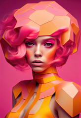 Generative AI Spectacular modern young woman fashion style, portrait
