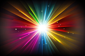 IA Generative multi-coloured flash of light, psychedelic background
