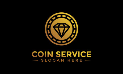 Coin service logo template. Vector Digital money. Block chain, finance symbol. Flat style vector illustration, Logotype financial company, logo vector coins and money.