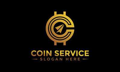 Coin service logo template. Vector Digital money. Block chain, finance symbol. Flat style vector illustration, Logotype financial company, logo vector coins and money.