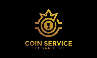 Coin service logo template. Vector Digital money. Block chain, finance symbol. Flat style vector illustration, Logotype financial company, logo vector coins and money.
