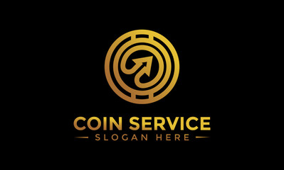 Coin service logo template. Vector Digital money. Block chain, finance symbol. Flat style vector illustration, Logotype financial company, logo vector coins and money.