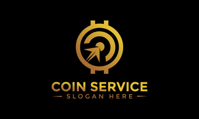 Coin service logo template. Vector Digital money. Block chain, finance symbol. Flat style vector illustration, Logotype financial company, logo vector coins and money.