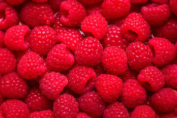 Ripe red raspberries food background.