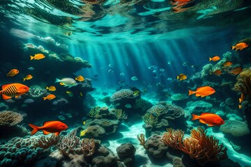 coral reef and fishes generated by AI tool