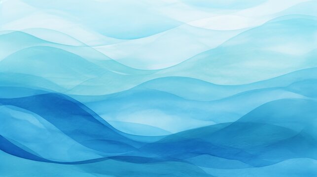 Blue azure turquoise abstract watercolor background for textures backgrounds and web banners design.  blue colors. Watercolor painting with turquoise sea waves pattern, Generative AI