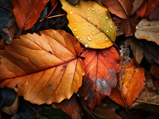 beautiful autumn leaves laying on the ground